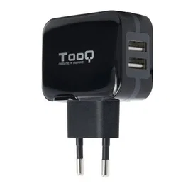 Tooq Cargador de Pared con 2 Puertos USB 2.0, Tecnología AI, Color Negro